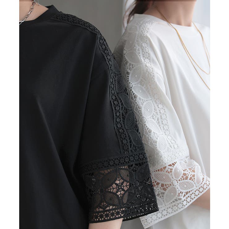 ブラック | Tシャツ レース 接触冷感 | HUG.U