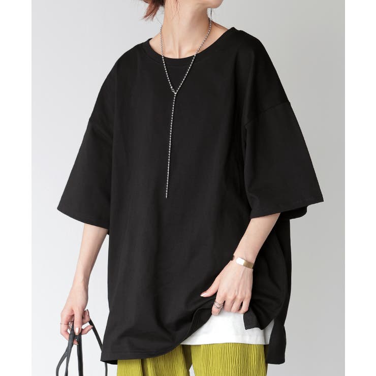 ブラック | Tシャツ 綿100％ ロング | HUG.U