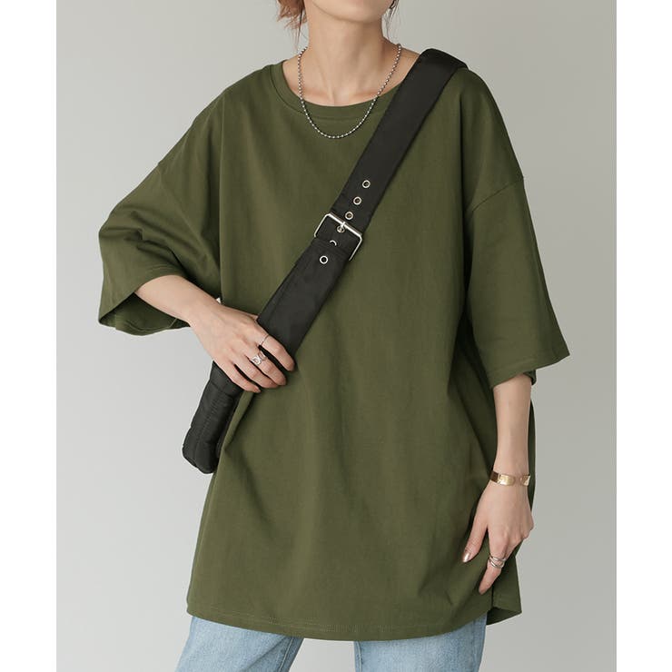 オリーブ | Tシャツ 綿100％ ロング | HUG.U