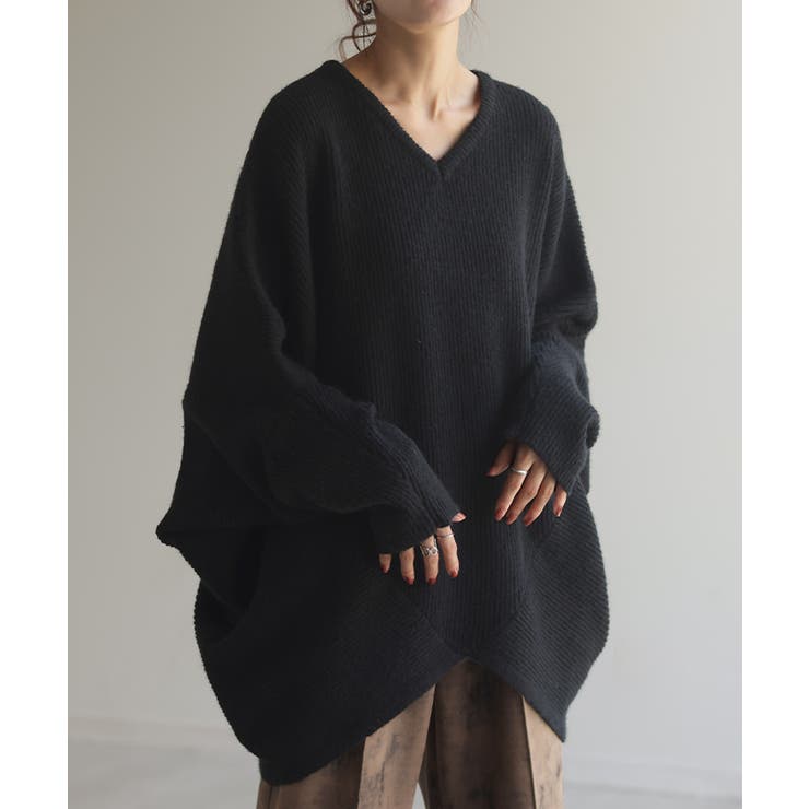 ブラック(Vネック) | ニット トップス レディース | HUG.U