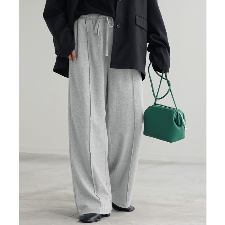 メランジグレー | パンツ ワイド センターライン | HUG.U