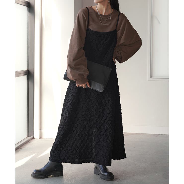 ブラック | ワンピース ぽこぽこ ジャガード | HUG.U