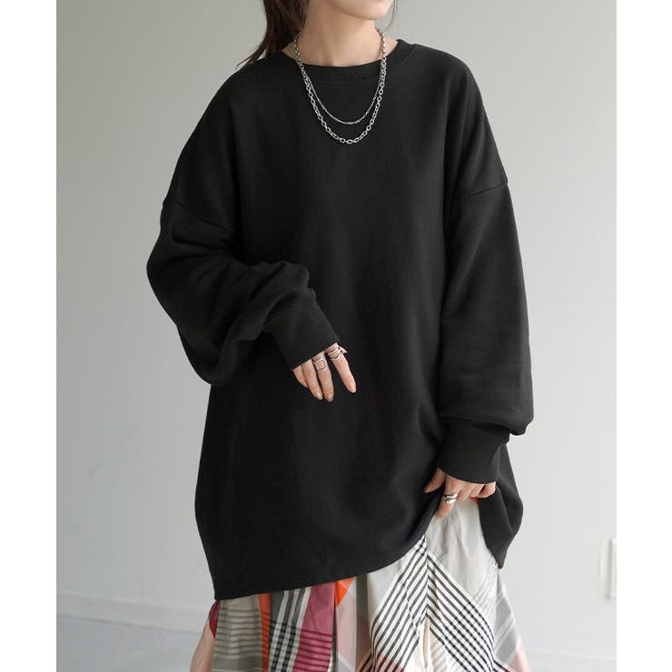 ブラック | スウェット ロング 配色 | HUG.U