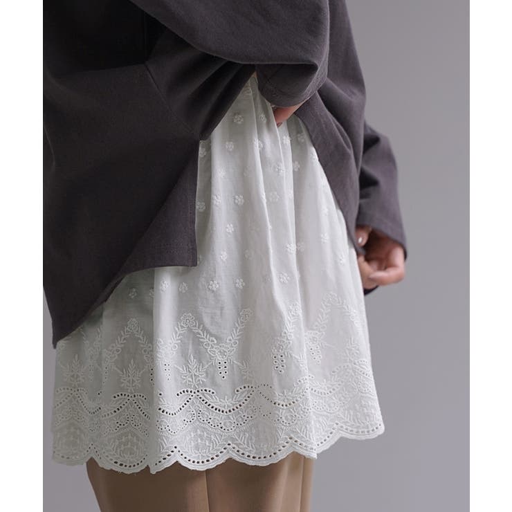 リーフホワイト | 付け裾 レイヤード レディース | HUG.U