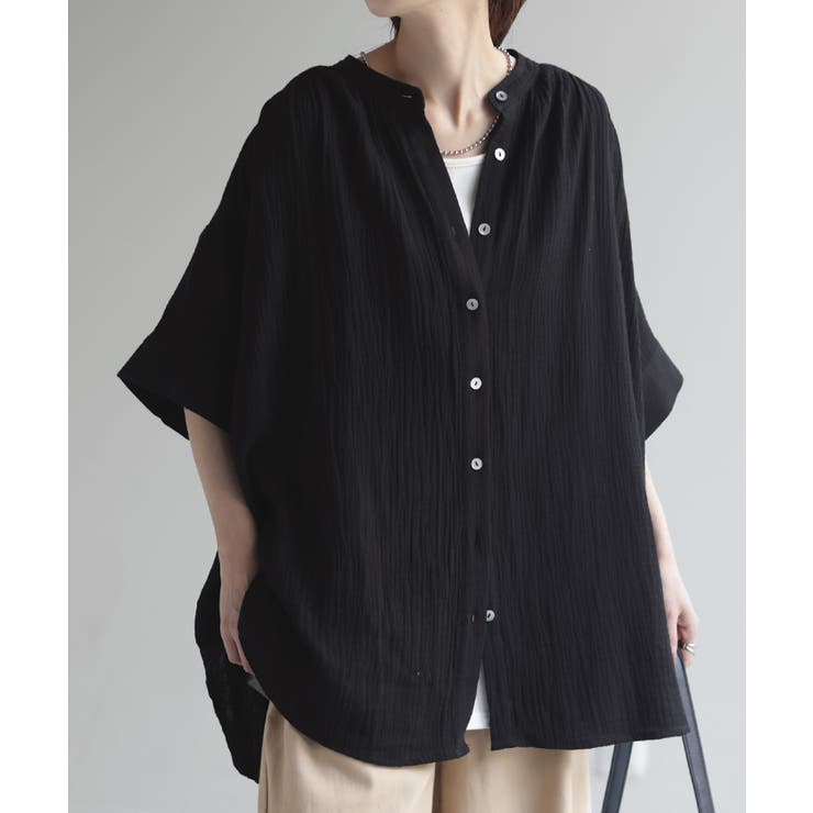 ブラック | シャツ ダブルガーゼ 体型カバー | HUG.U