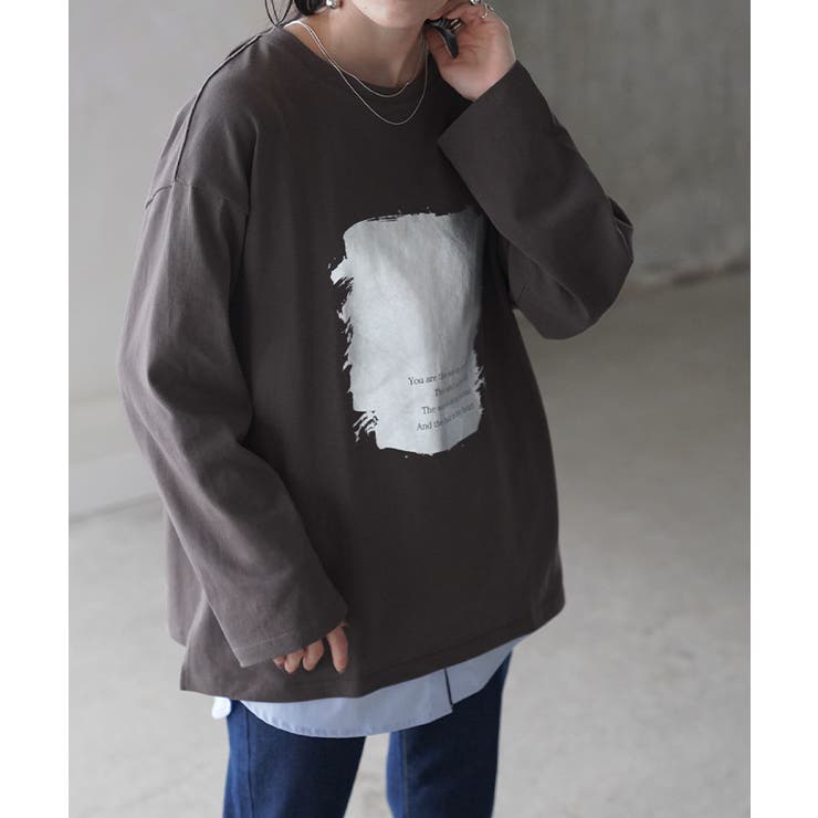 アースグレー | ロンT プリント ロング | HUG.U