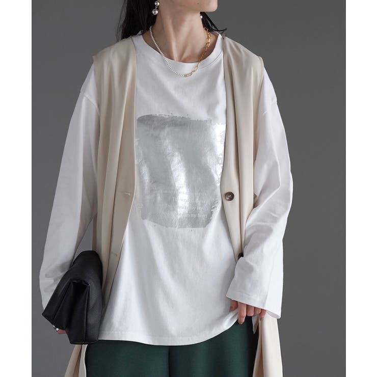 ホワイト | ロンT プリント ロング | HUG.U