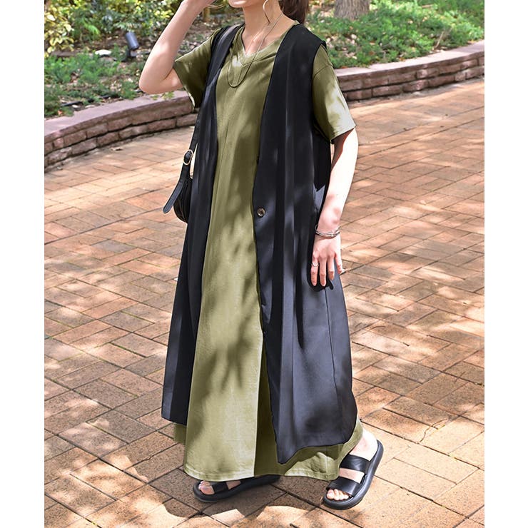 オリーブ | ワンピース Tシャツ 接触冷感 | HUG.U