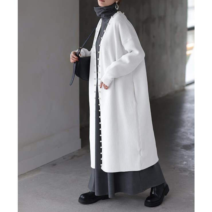 ホワイト | カーディガン 大粒 パール | HUG.U