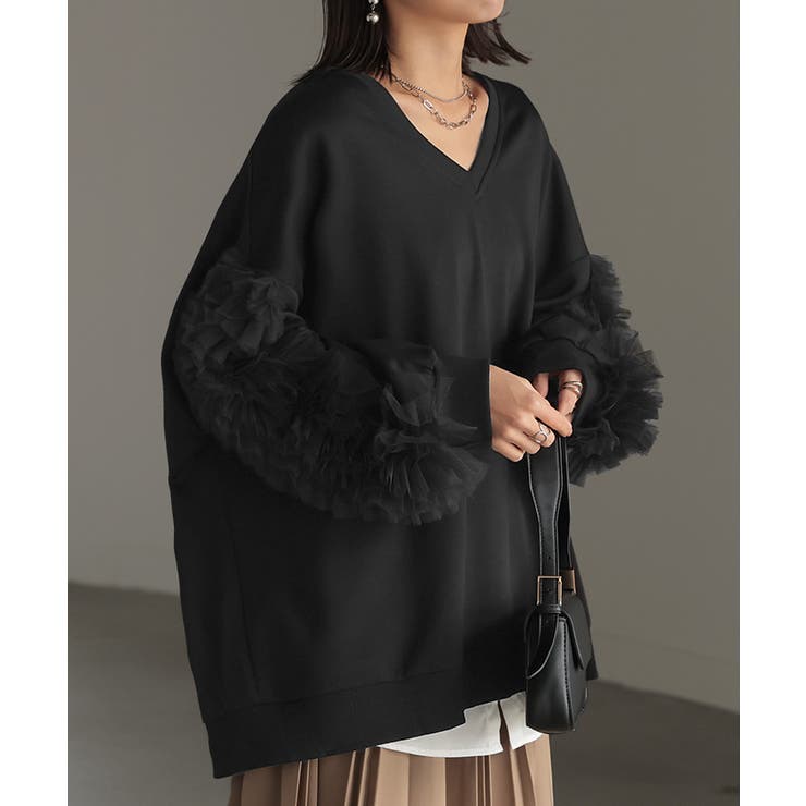 ブラック | トップス チュール 袖 | HUG.U