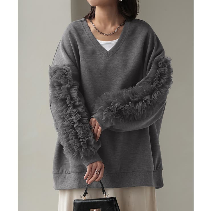 ダークグレー | トップス チュール 袖 | HUG.U