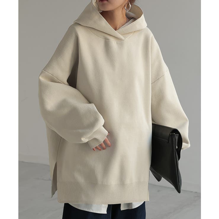 アイボリー | パーカー スポンジニット ニットパーカー | HUG.U