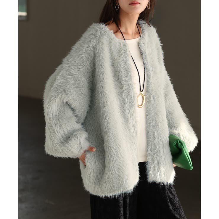 ライトミントグレー | カーディガン フェザー パフスリーブ | HUG.U