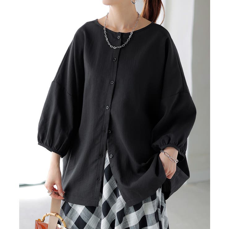 ブラック | ブラウス 前後2WAY シャツ | HUG.U