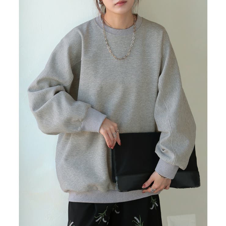 エストネーション　グレー　トップス　スウェット　　Vネック　ダンボール素材 トップス スウェット ダンボール[品番：HHHW0004749]｜HUG.U（ハグユー