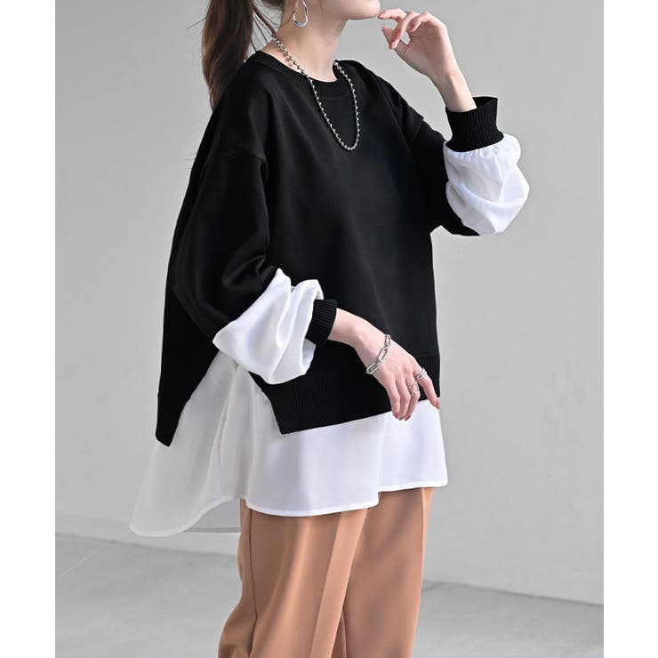 ブラック×ホワイト | ニット チクチクしない スポンジニット | HUG.U