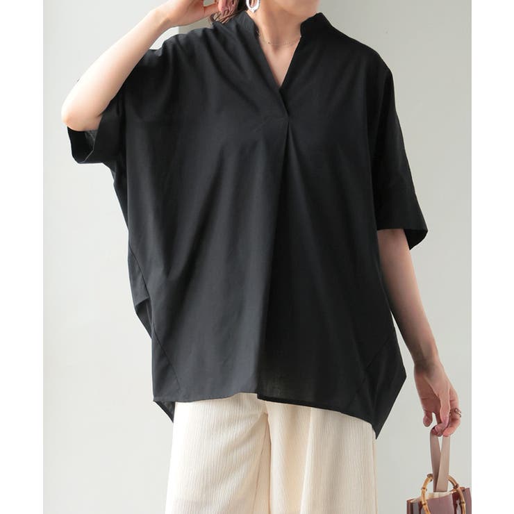 ブラック | シャツ スキッパー 接触冷感 | HUG.U