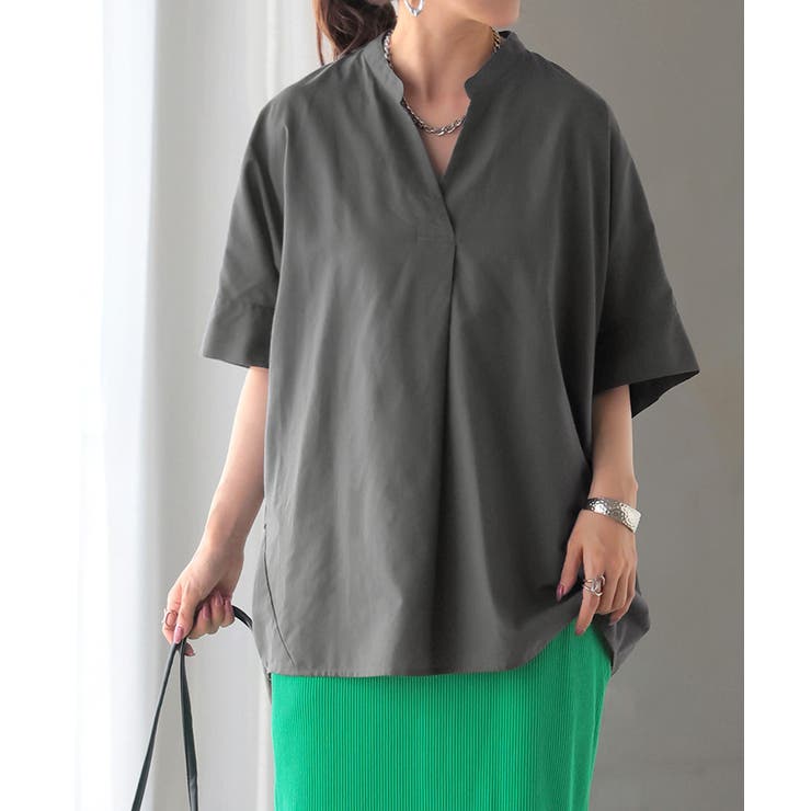 アースグレー | シャツ スキッパー 接触冷感 | HUG.U