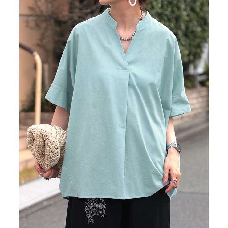 ペールブルー | シャツ スキッパー 接触冷感 | HUG.U