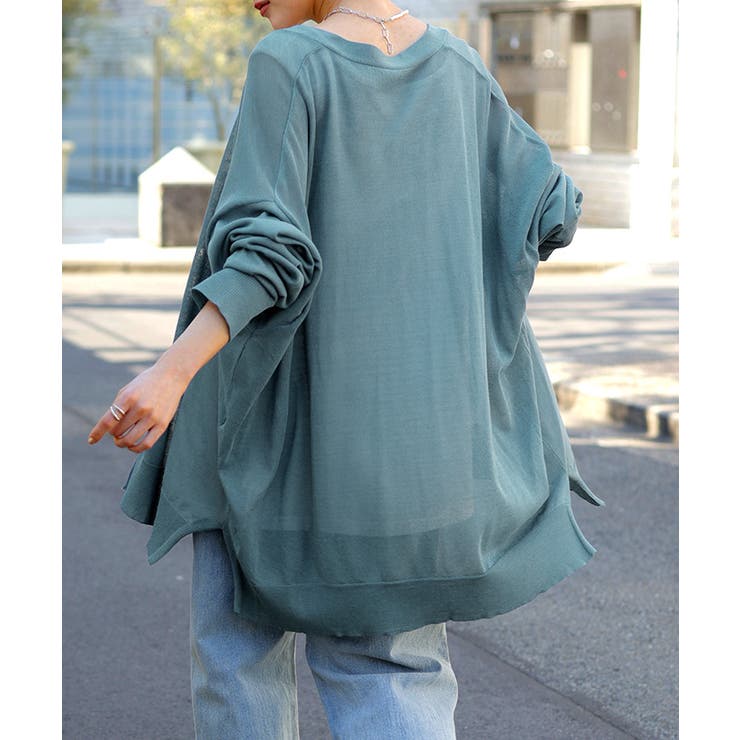 アースブルー | カーディガン ニット シアー | HUG.U