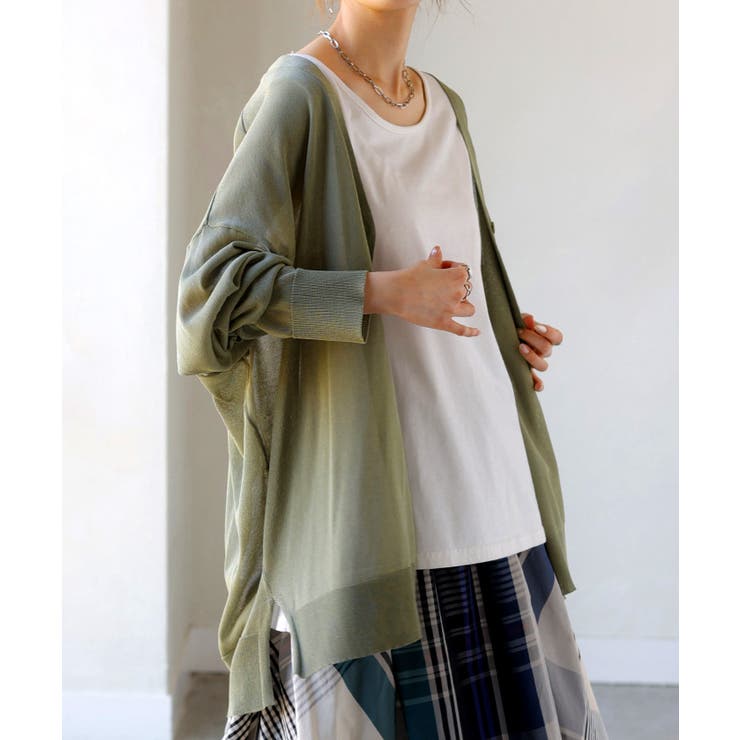 オリーブ | カーディガン ニット シアー | HUG.U