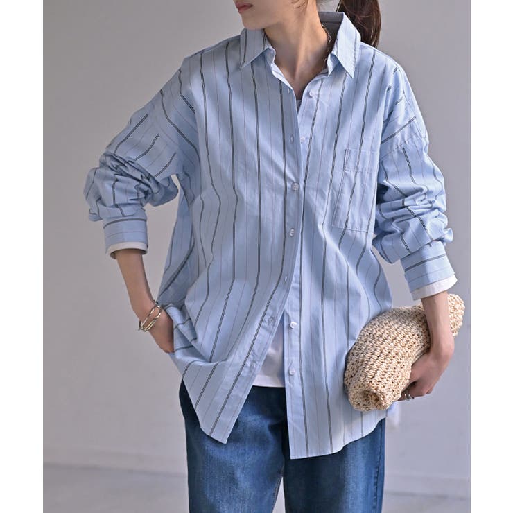 ブルー×ブラック | シャツ 綿100% ブラウス | HUG.U