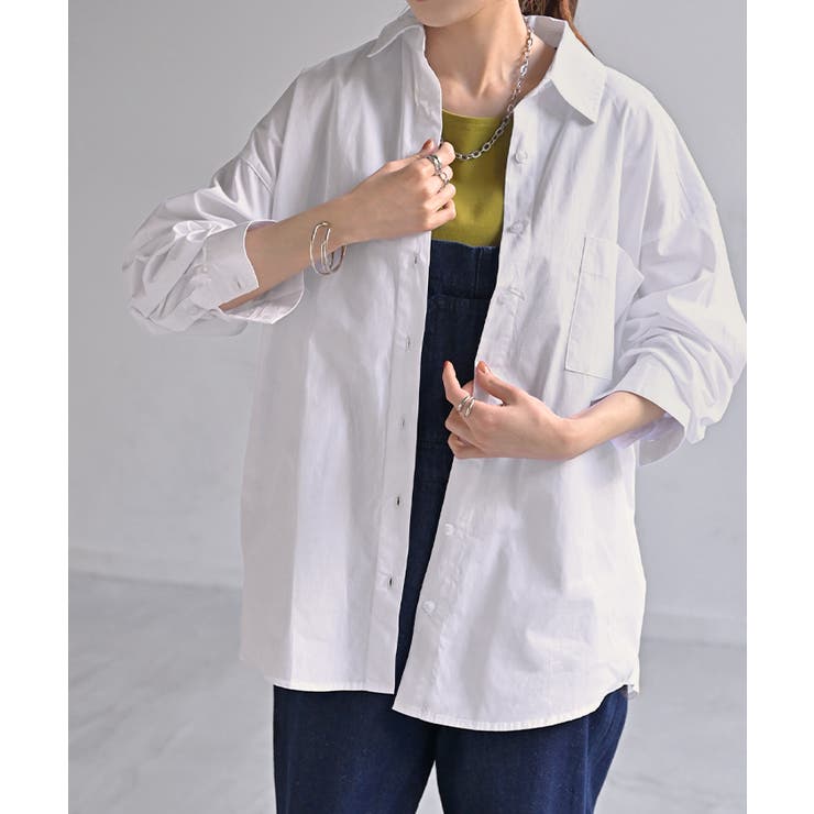 ホワイト | シャツ 綿100% ブラウス | HUG.U