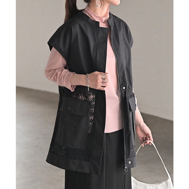 ブラック | ベスト ジレ レース | HUG.U