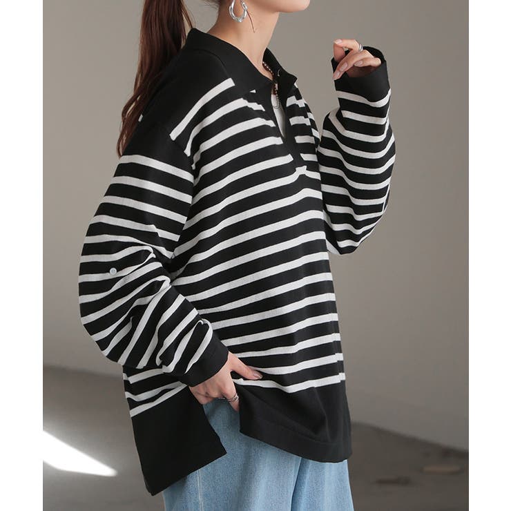 ブラックベース | トップス ロンT 襟付き | HUG.U