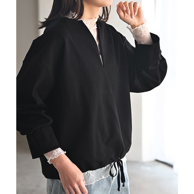 ブラック | スウェット Vネック レディース | HUG.U