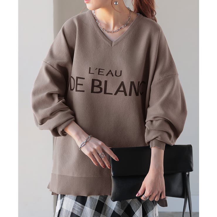 モカグレージュ | ニット ロゴ スポンジニット | HUG.U