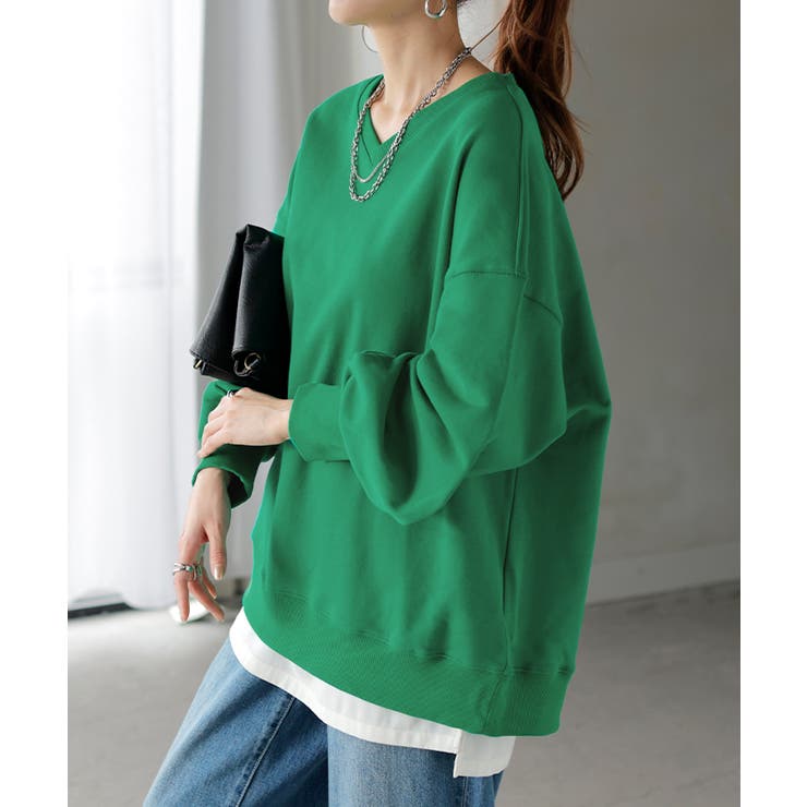 グリーン | スウェット チュニック 綿100 | HUG.U