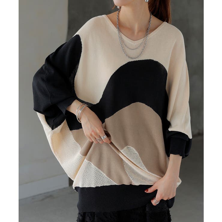 アイボリー×ベージュ | ニット ドルマン サマーニット | HUG.U