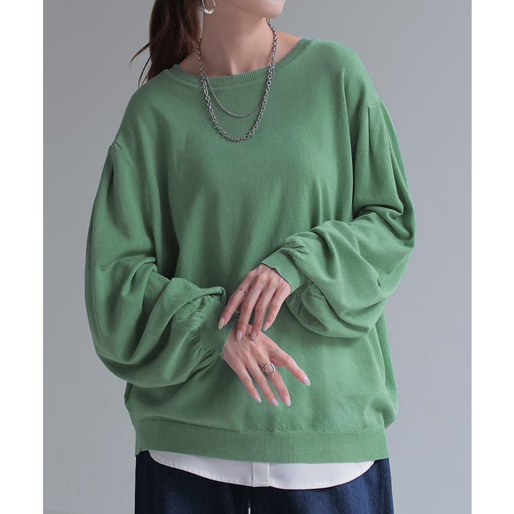 グリーン | ニット カーディガン 前後2way | HUG.U