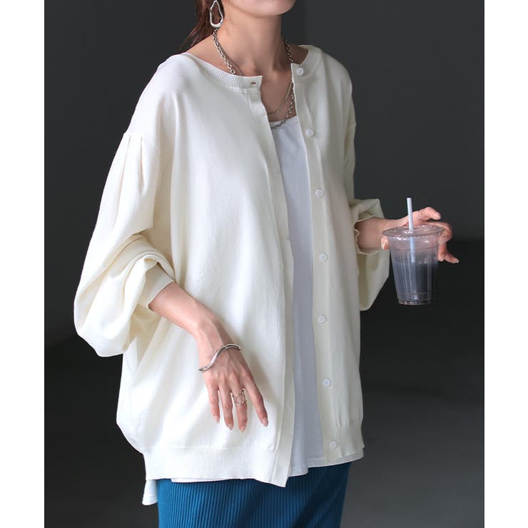 ホワイト | ニット カーディガン 前後2way | HUG.U