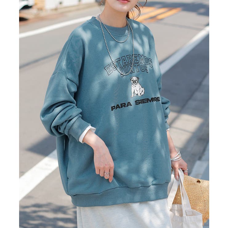 ヴィンテージブルー | スウェット ロゴ チュニック | HUG.U