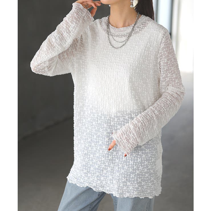 ホワイト | シアートップス レイヤード レース | HUG.U