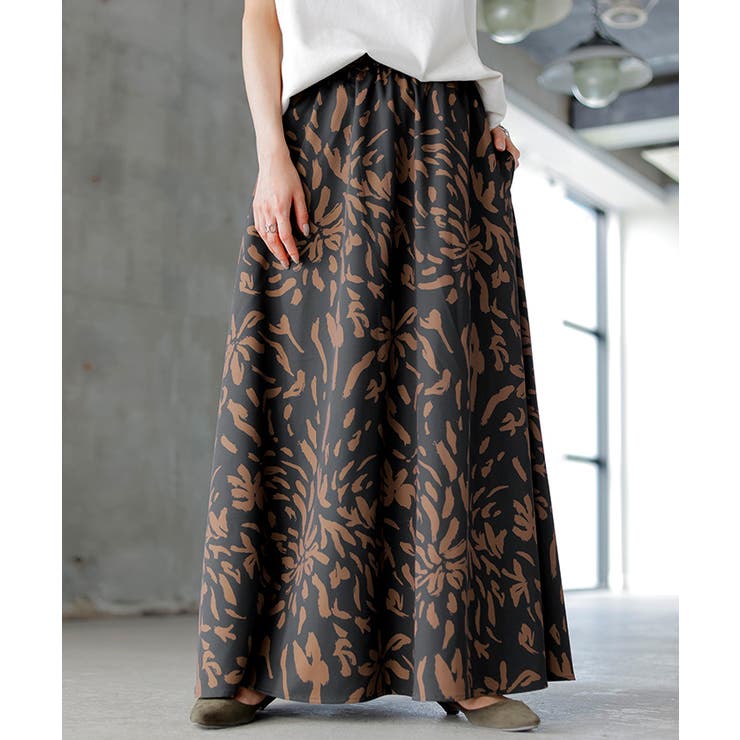 ブラック | スカート 柄 ロング | HUG.U