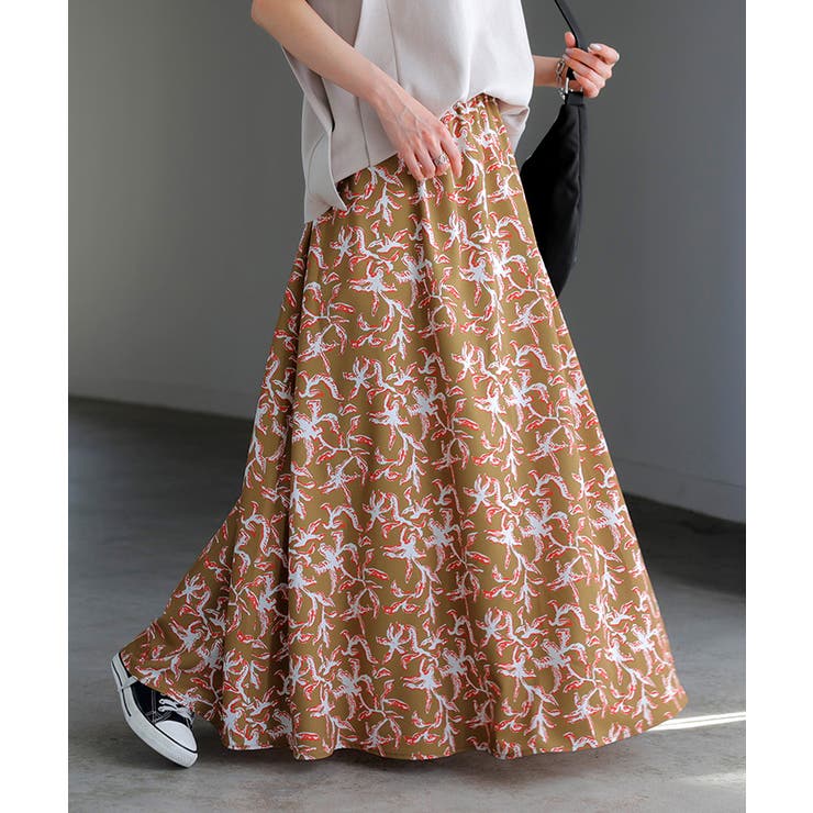 キャメル | スカート 柄 ロング | HUG.U