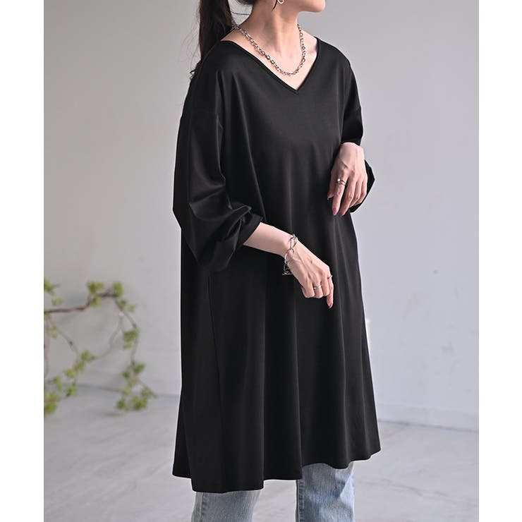 ブラック | チュニック ロンT 接触冷感 | HUG.U