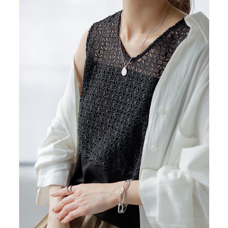 ブラック | タンクトップ 2way レース | HUG.U