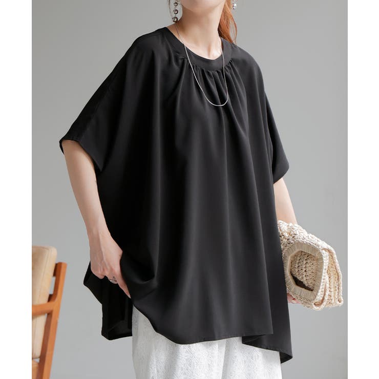 ブラック | シャツ レディース ノーカラー | HUG.U