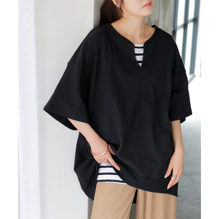 ブラック | Tシャツ レディース ワッフル | HUG.U