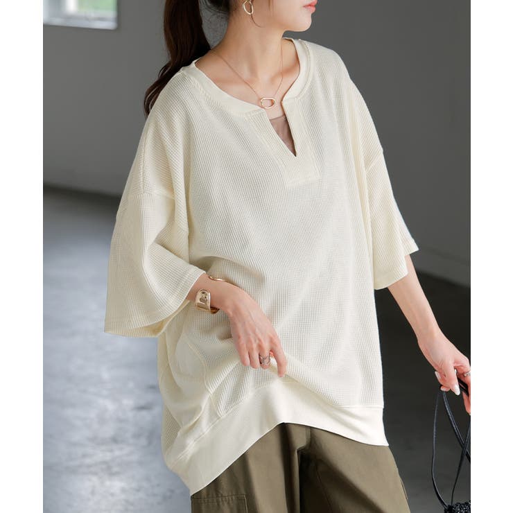 アイボリー | Tシャツ レディース ワッフル | HUG.U