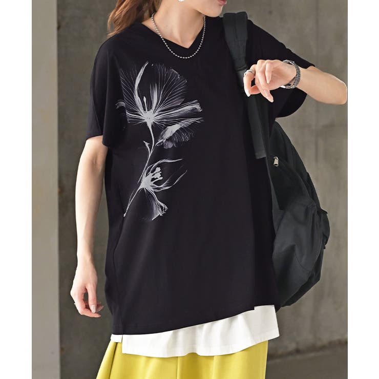 ブラック | Tシャツ 花柄 接触冷感 | HUG.U