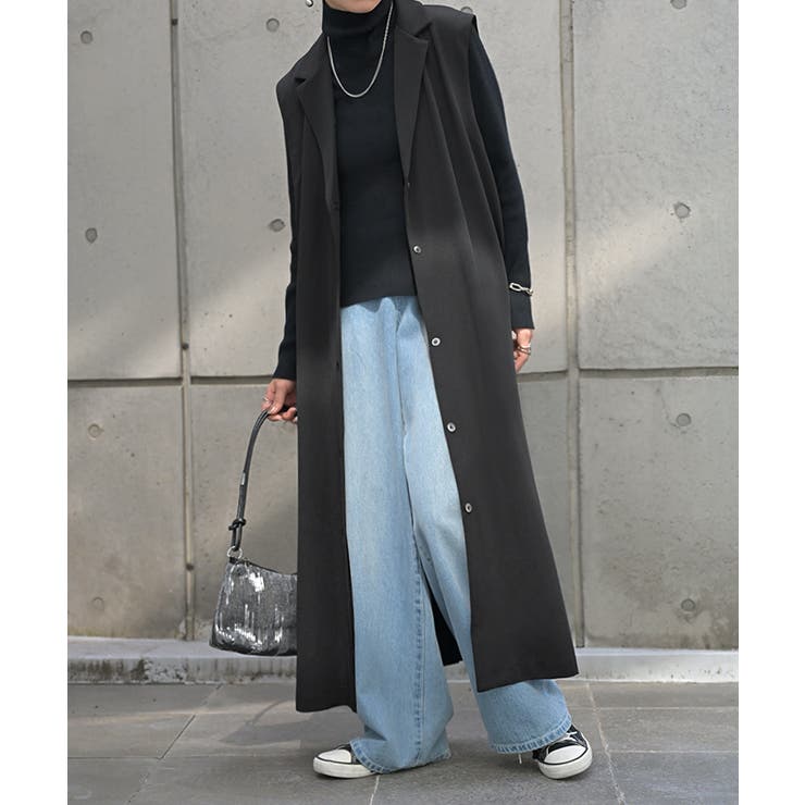 ブラック | ベスト ジレ ロング | HUG.U