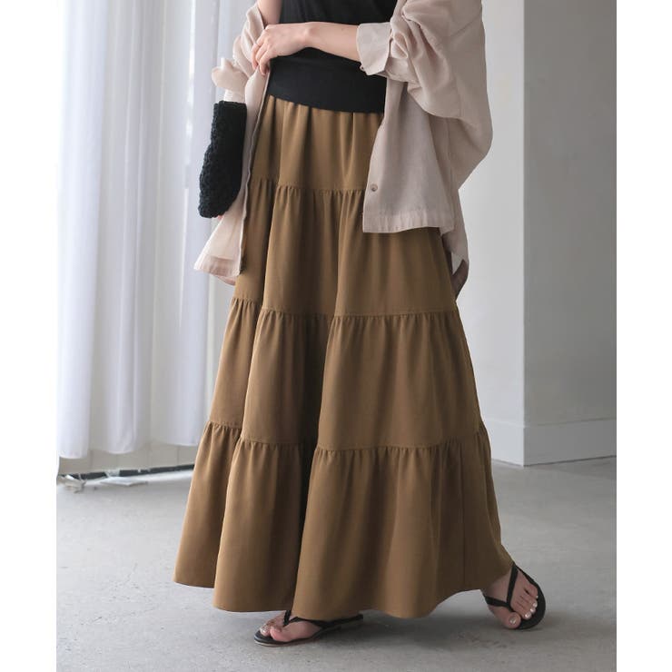 ブラウン | スカート ロング ティアードスカート | HUG.U