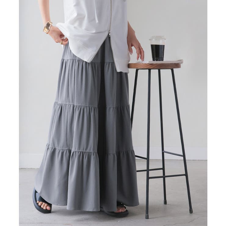 ストーングレー | スカート ロング ティアードスカート | HUG.U