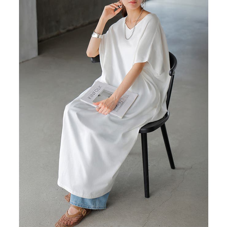 ホワイト | ワンピース ロング 半袖 | HUG.U