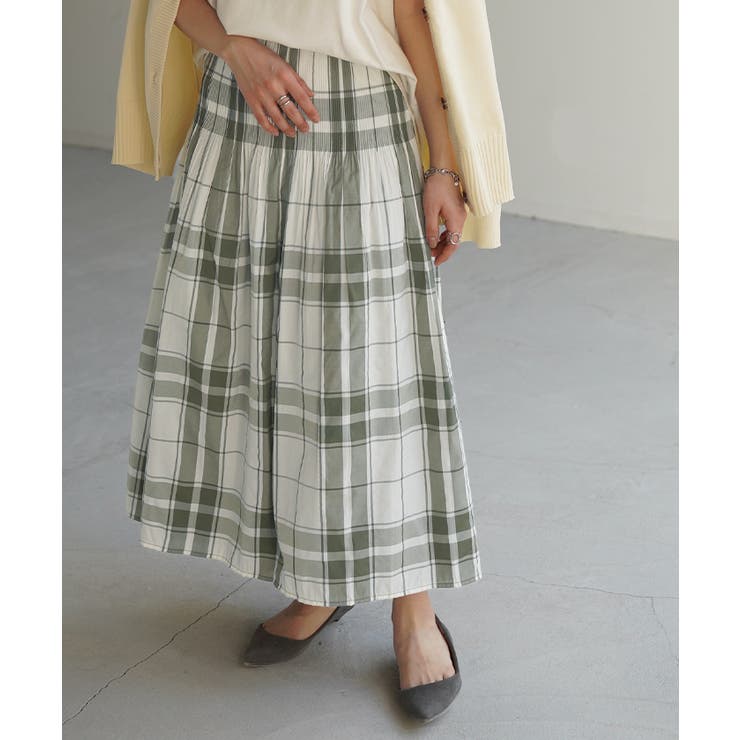 オリーブ | スカート リバーシブル チェック | HUG.U
